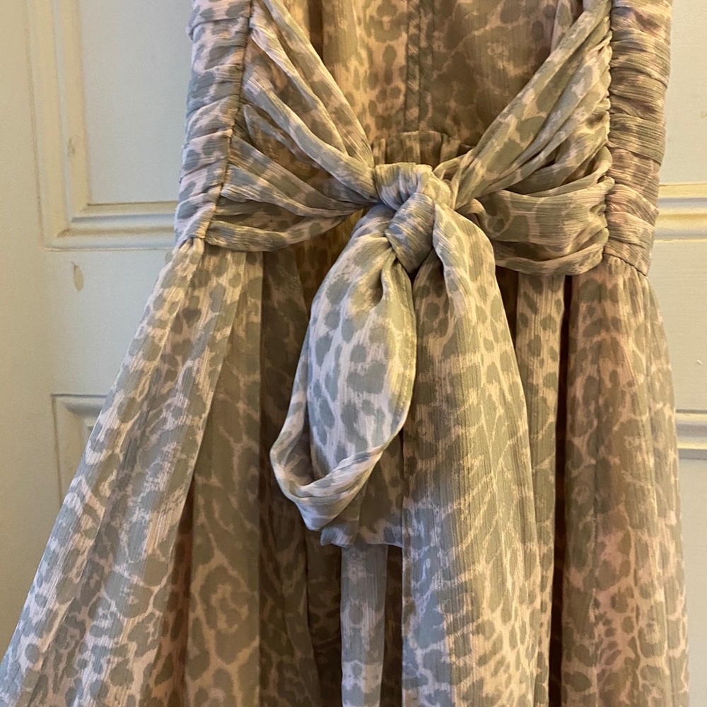 Marchesa Pink/Grey Leopard print dress